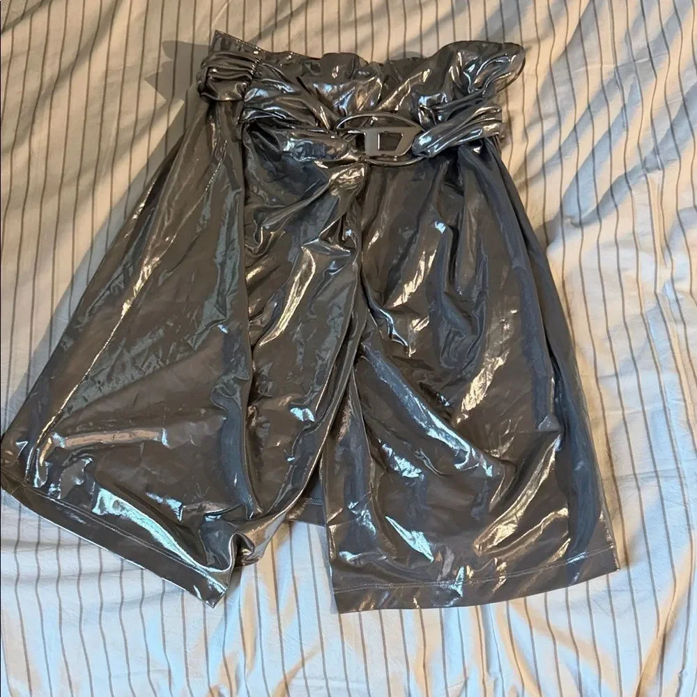 Diesel Shiny Gray High-Waisted Skirt M - Picture 4 of 10